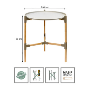 Τραπεζάκι βοηθητικό ξύλινο - πλαστικό χρώμα μπεζ Φ46x53εκ. - Image 4