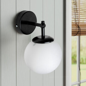 Απλίκα τοίχου Vito Megapap E27 μεταλλική - γυάλινη χρώμα μαύρο - λευκό 12x20x25εκ. - Image 2