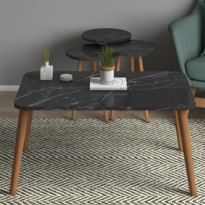 Τραπεζάκι σαλονιού σετ 4 τμχ Soul Megapap χρώμα μαύρο εφέ μαρμάρου 90x55x43εκ. - Image 3
