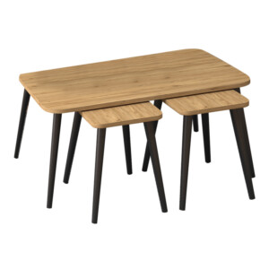 Τραπεζάκι σαλονιού σετ 3 τμχ Oliva Megapap χρώμα oak 90x55x46εκ. - Image 3