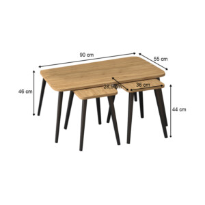 Τραπεζάκι σαλονιού σετ 3 τμχ Oliva Megapap χρώμα oak 90x55x46εκ. - Image 4