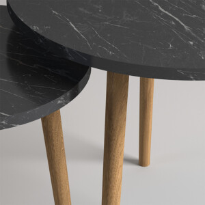 Τραπεζάκι σαλονιού σετ 2 τμχ Roma Megapap χρώμα μαύρο εφέ μαρμάρου 60x60x46εκ. - Image 3