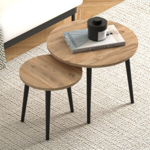 Τραπεζάκι σαλονιού σετ 2 τμχ Roma Megapap χρώμα oak 60x60x46εκ. - Image 2