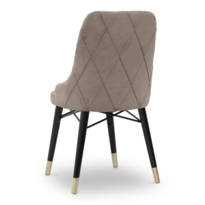 Καρέκλα τραπεζαρίας Floria Megapap από βελούδο χρώμα μπεζ - μαύρο/χρυσό πόδι 54x48x91εκ. - Image 3