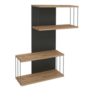 Ραφιέρα τοίχου Destan Megapap χρώμα ανθρακί - φυσικό οξιάς 65x19x96εκ. - Image 3