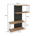 Ραφιέρα τοίχου Destan Megapap χρώμα ανθρακί - φυσικό οξιάς 65x19x96εκ. - Image 4