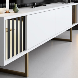 Σύνθεση τηλεόρασης Goldline Megapap χρώμα λευκό - χρυσό 180x30x48εκ. - Image 4