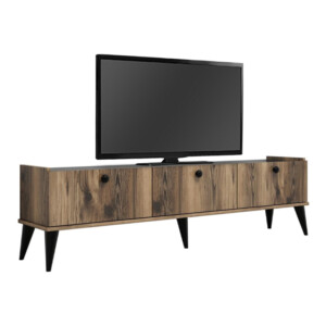 Έπιπλο τηλεόρασης Lidya Megapap χρώμα καρυδί - μαύρο εφέ μαρμάρου 180x35x49εκ. - Image 5