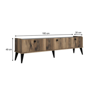 Έπιπλο τηλεόρασης Lidya Megapap χρώμα καρυδί - μαύρο εφέ μαρμάρου 180x35x49εκ. - Image 6