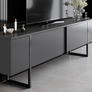 Έπιπλο τηλεόρασης Luxe Megapap χρώμα ανθρακί 180x30x50εκ. - Image 3