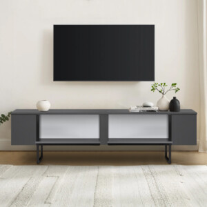 Έπιπλο τηλεόρασης Luxe Megapap χρώμα ανθρακί 180x30x50εκ. - Image 4