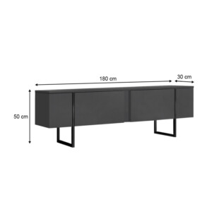 Έπιπλο τηλεόρασης Luxe Megapap χρώμα ανθρακί 180x30x50εκ. - Image 6