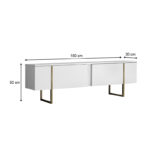 Έπιπλο τηλεόρασης Luxe Megapap χρώμα λευκό - χρυσό 180x30x50εκ. - Image 6