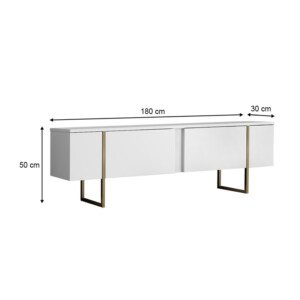 Έπιπλο τηλεόρασης Luxe Megapap χρώμα λευκό - χρυσό 180x30x50εκ. - Image 6