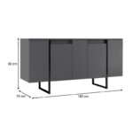 Μπουφές Luxe Megapap χρώμα ανθρακί 160x35x80εκ. - Image 5