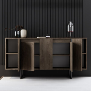 Μπουφές Luxe Megapap χρώμα καρυδί 160x35x80εκ. - Image 3