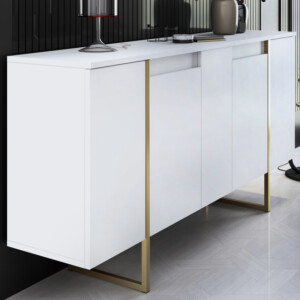 Μπουφές Luxe Megapap χρώμα λευκό - χρυσό 160x35x80εκ. - Image 4