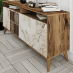 Μπουφές Milan Megapap χρώμα καρυδί - λευκό εφέ μαρμάρου 180x35x78,6εκ. - Image 4