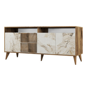 Μπουφές Milan Megapap χρώμα καρυδί - λευκό εφέ μαρμάρου 180x35x78,6εκ. - Image 5