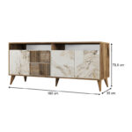 Μπουφές Milan Megapap χρώμα καρυδί - λευκό εφέ μαρμάρου 180x35x78,6εκ. - Image 6