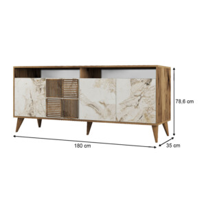 Μπουφές Milan Megapap χρώμα καρυδί - λευκό εφέ μαρμάρου 180x35x78,6εκ. - Image 6