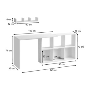 Γραφείο εργασίας Blake Megapap χρώμα λευκό 145x45x74εκ. - Image 4