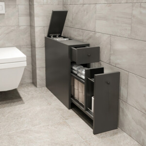 Ντουλάπι μπάνιου Calencia Megapap χρώμα ανθρακί 20x60x55εκ. - Image 2