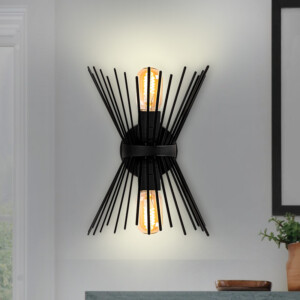 Απλίκα τοίχου Kirpi Megapap E27 μεταλλική χρώμα μαύρο 23x5x33εκ. - Image 2