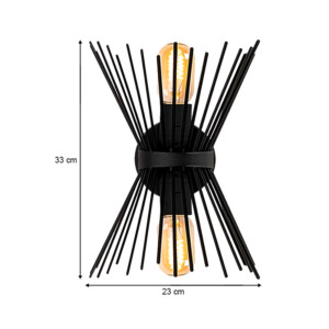 Απλίκα τοίχου Kirpi Megapap E27 μεταλλική χρώμα μαύρο 23x5x33εκ. - Image 3