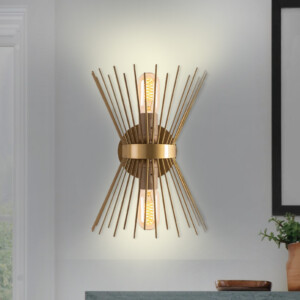 Απλίκα τοίχου Kirpi Megapap E27 μεταλλική χρώμα χρυσό 23x5x33εκ. - Image 2