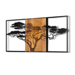 Διακοσμητικό τοίχου Acacia Tree Megapap ξύλινο - μεταλλικό χρώμα καρυδί - μαύρο 147x3x70εκ. - Image 3