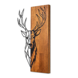 Διακοσμητικό τοίχου Deer Megapap ξύλινο - μεταλλικό χρώμα καρυδί - μαύρο 36x3x58εκ. - Image 3