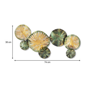 Διακοσμητικό τοίχου Flower Megapap μεταλλικό χρώμα χρυσό - πράσινο 74x38εκ. - Image 3