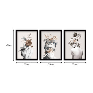 Πίνακας "Flower Girls" Megapap 3 τμχ. σε πλαίσιο 35x45x2εκ. - Image 3