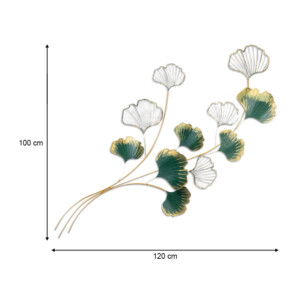Διακοσμητικό τοίχου Flower Megapap μεταλλικό χρώμα χρυσό - πράσινο 120x100εκ. - Image 3