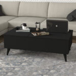 Τραπεζάκι σαλονιού Roy Megapap με σερβιτόρο χρώμα μαύρο 121x69x40εκ. - Image 2