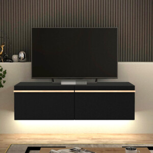 Έπιπλο τηλεόρασης επιτοίχιο Morel Megapap με LED χρώμα μαύρο 140x41,8x40εκ. - Image 3