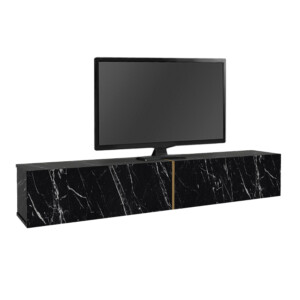 Έπιπλο τηλεόρασης επιτοίχιο Figure Megapap με LED χρώμα μαύρο εφέ μαρμάρου 181,8x31,7x30εκ. - Image 5