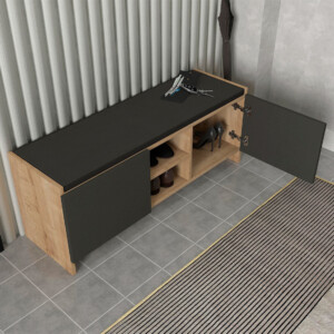 Παπουτσοθήκη Verly Megapap χρώμα sapphire oak - ανθρακί 110x33,2x43εκ. - Image 4