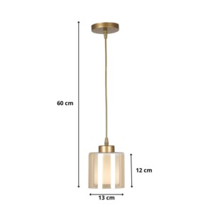 Φωτιστικό οροφής Kenedy Megapap E27 γυάλινο μονόφωτο χρώμα χρυσό Ø13x60εκ. - Image 4