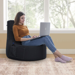 Πουφ Eva Megapap 100% αδιάβροχο χρώμα μαύρο - Image 2