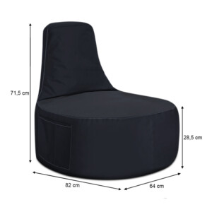 Πουφ Eva Megapap 100% αδιάβροχο χρώμα μαύρο - Image 3