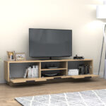 Έπιπλο τηλεόρασης Mensa Megapap χρώμα φυσικό οξιάς 180x35x43cm. - Image 2