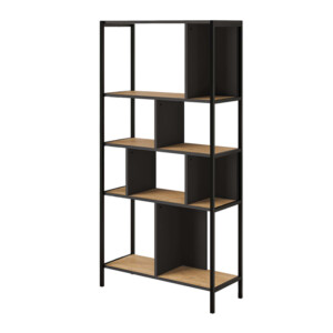 Βιβλιοθήκη Midi Megapap χρώμα sapphire oak - silky black 88x35x175εκ. - Image 4