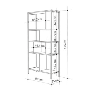 Βιβλιοθήκη Midi Megapap χρώμα sapphire oak - silky black 88x35x175εκ. - Image 5
