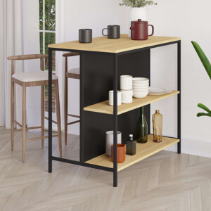 Τραπέζι μπαρ Detroit Megapap χρώμα sapphire oak - silky black 100x60x95εκ. - Image 3