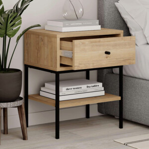 Κομοδίνο Lisa Megapap χρώμα saphhire oak 45x35x56εκ. - Image 2