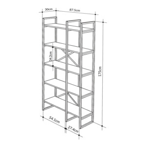 Βιβλιοθήκη Dusan Megapap χρώμα sepet oak 87,5x30x175εκ. - Image 4