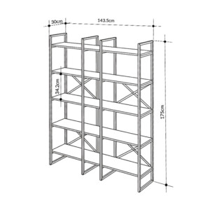 Βιβλιοθήκη Dusan Megapap χρώμα sepet oak 143,5x30x175εκ. - Image 4