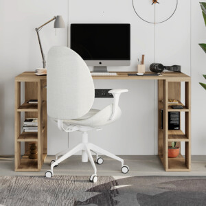 Γραφείο εργασίας Colmar Megapap χρώμα ανοιχτό καρυδί 140x60x75εκ - Image 2